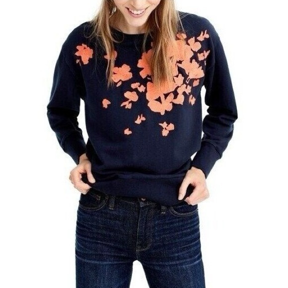 J. Crew Tops - J Crew Embroidered Crewneck Sweatshirt
